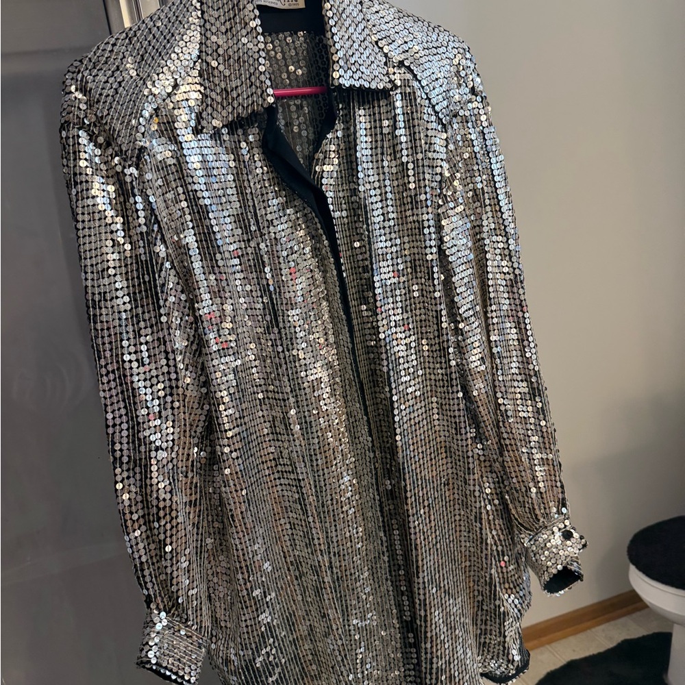 RARE1985 vintage Concetta Rafanello for st Martin  Silver Sequin top